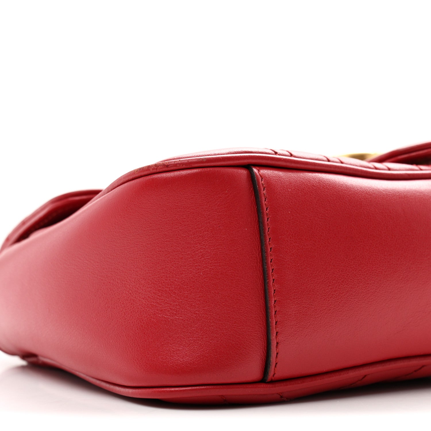 Gucci Calfskin Matelasse Mini GG Marmont Shoulder Bag Hibiscus Red 9 of 10