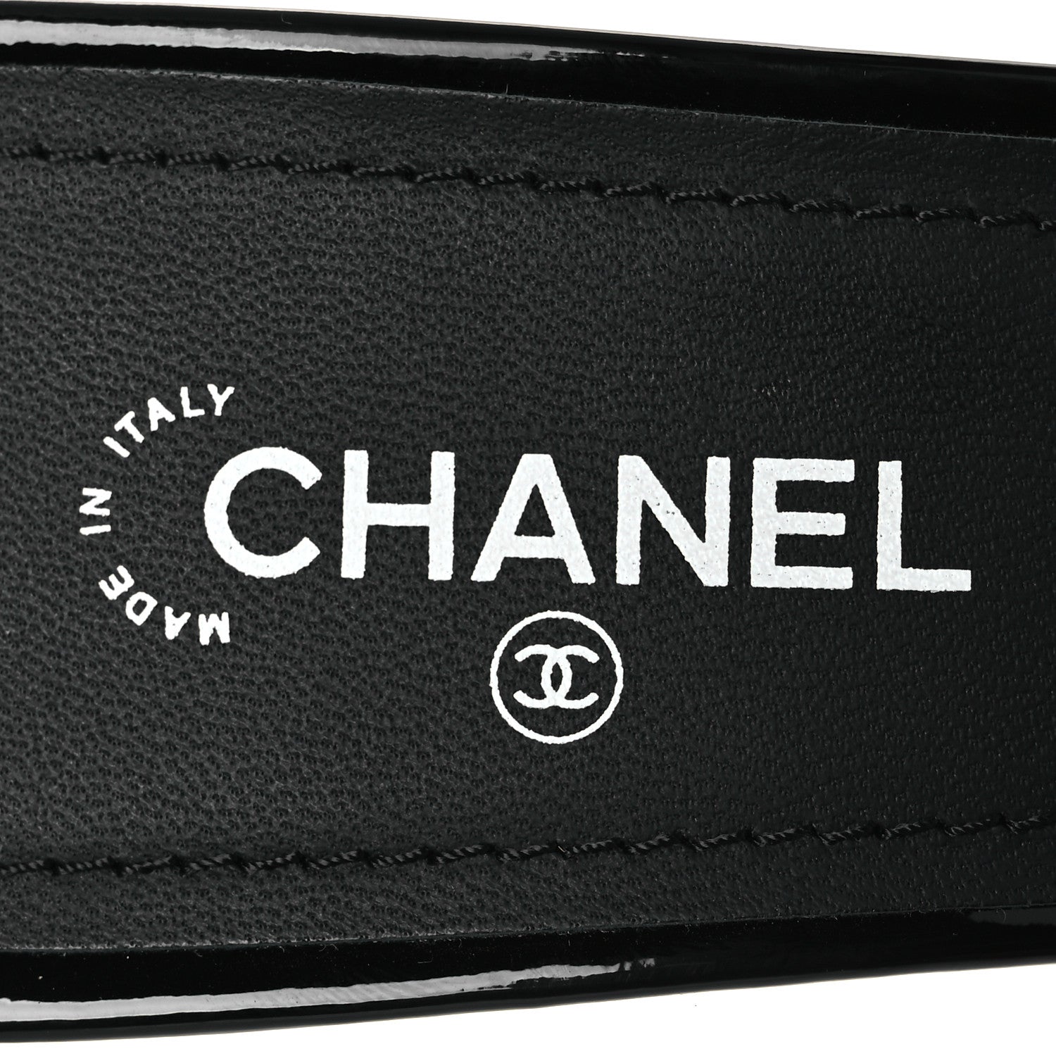 Chanel Patent Calfskin CC Mules 37.5 Black White 9 of 11