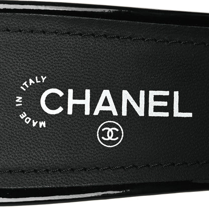 Chanel Patent Calfskin CC Mules 37.5 Black White 9 of 11