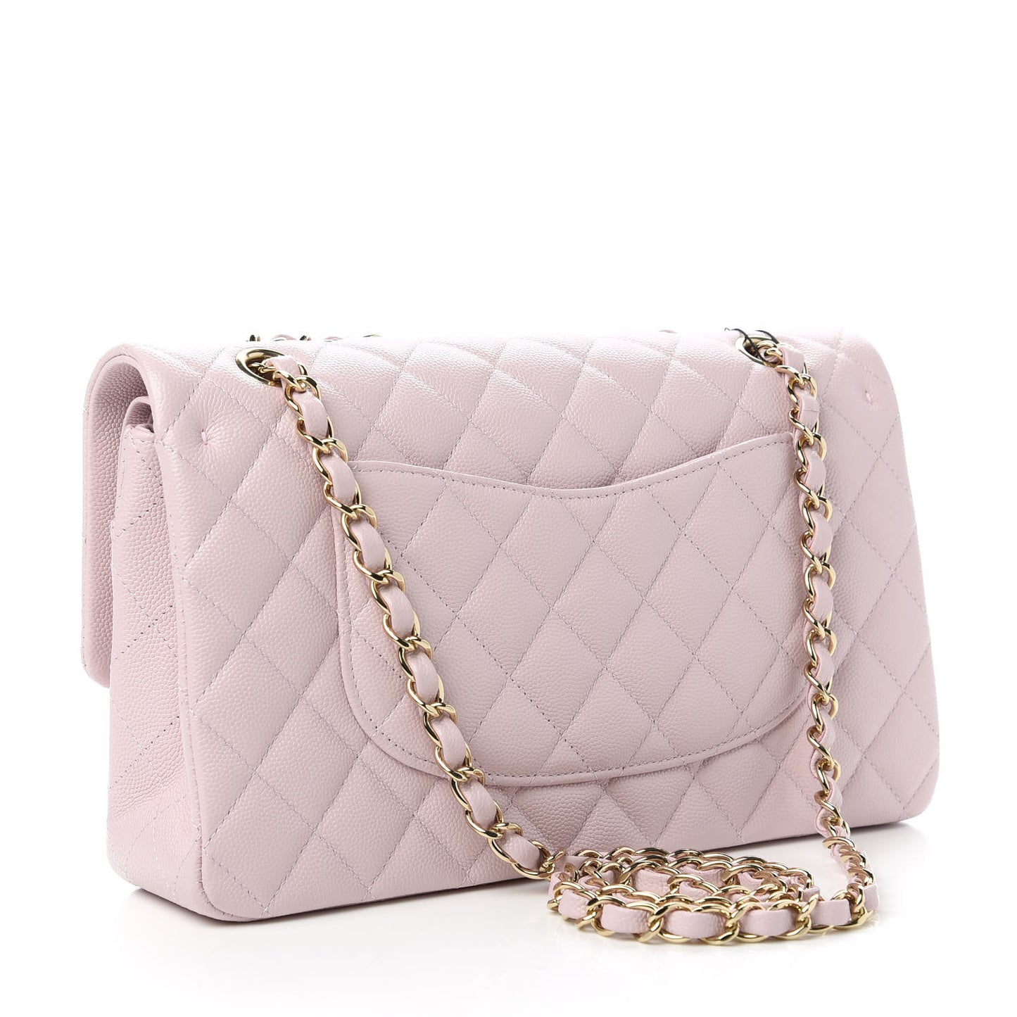 Caviar Quilted Medium Double Flap Light Pink
