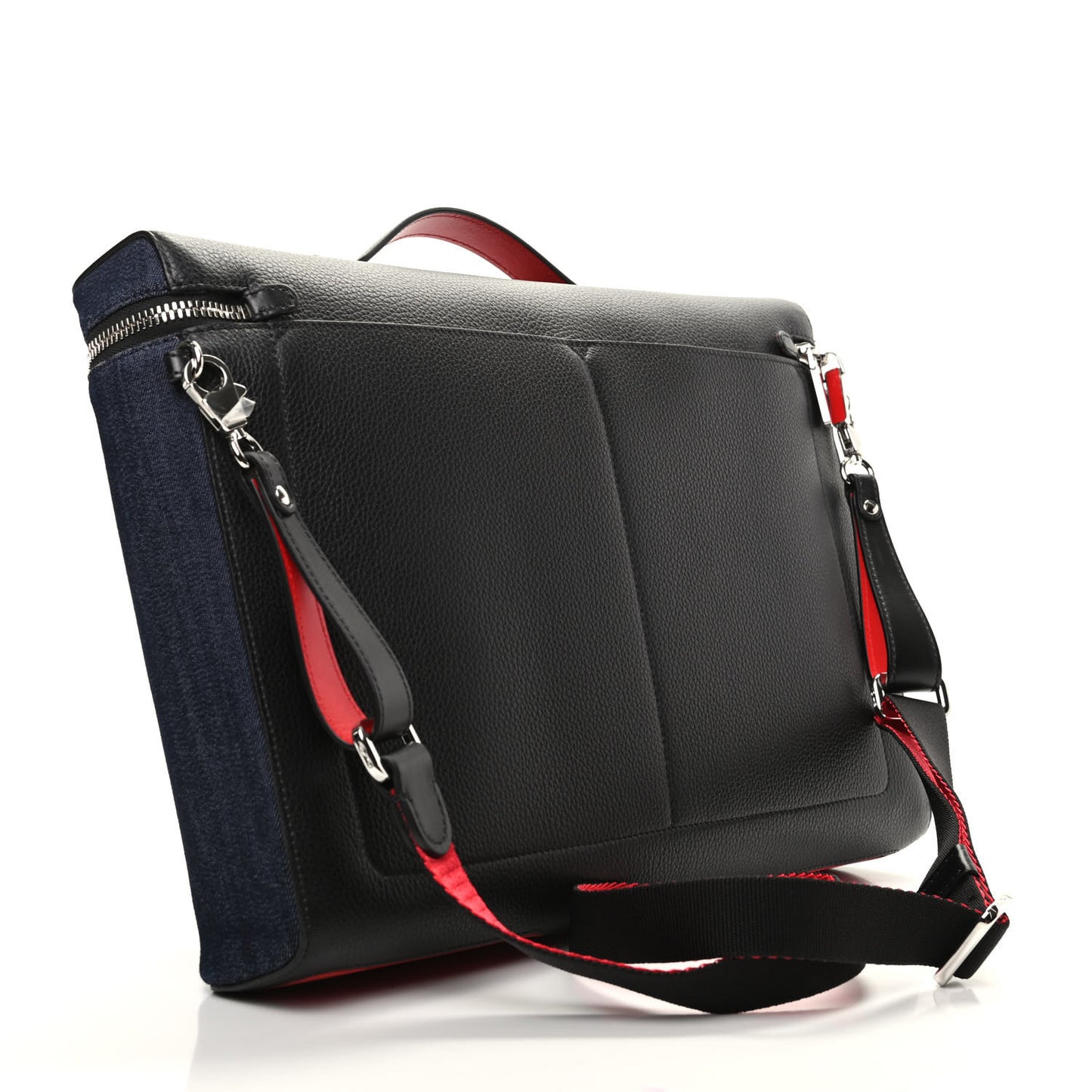 Denim Calfskin Kypipouch Top Handle Messenger Bag Blue Black