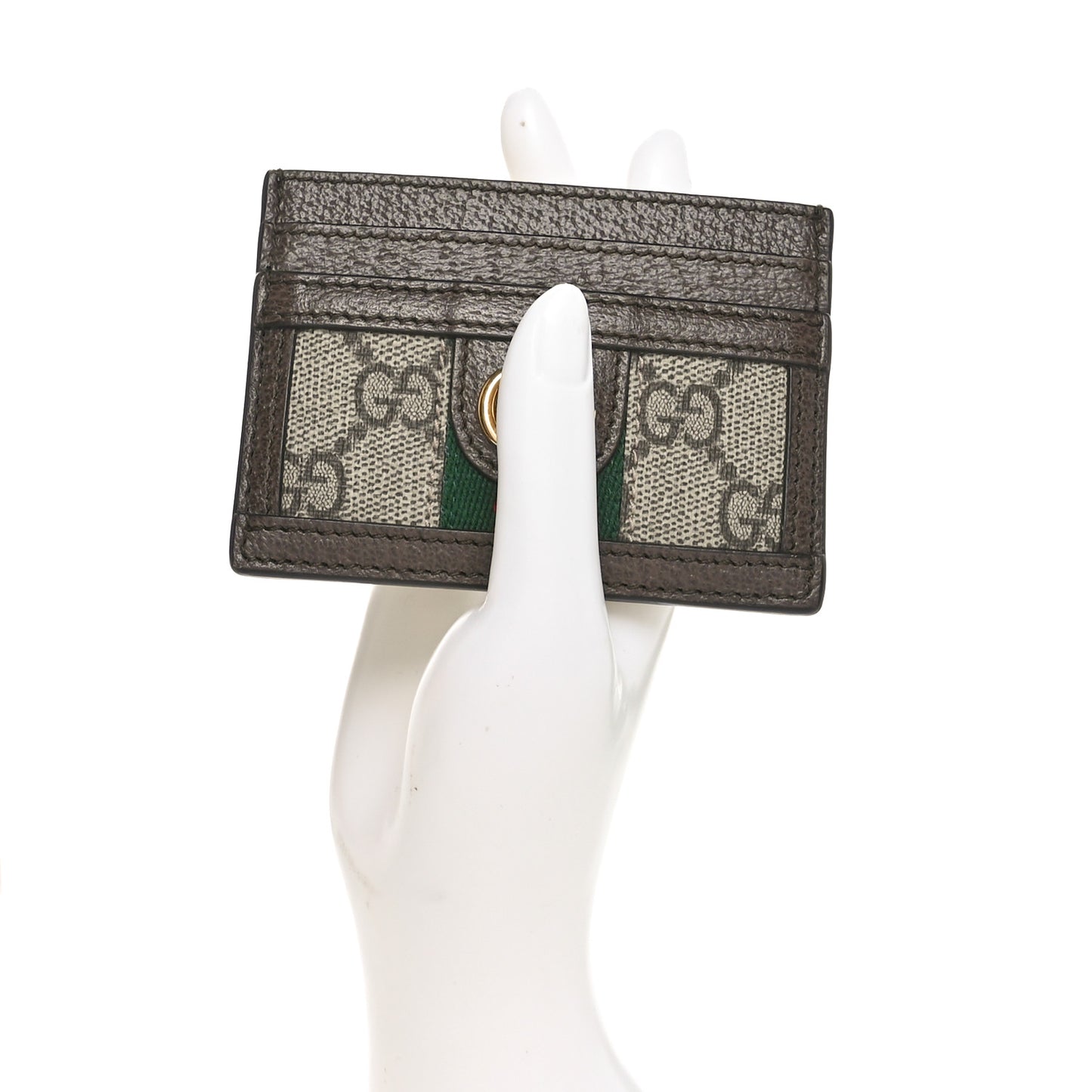 GG Supreme Monogram Ophidia Card Holder Brown