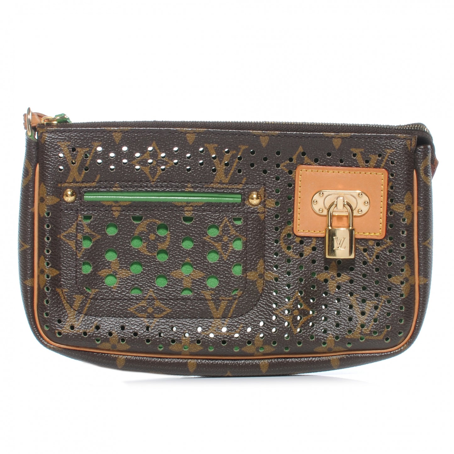 Monogram Perforated Pochette Accessories Bag Green
