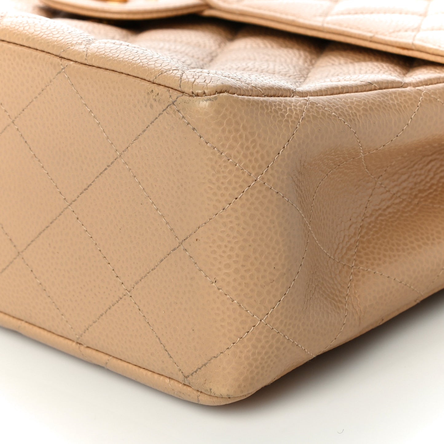 Caviar Quilted Jumbo Single Flap Beige