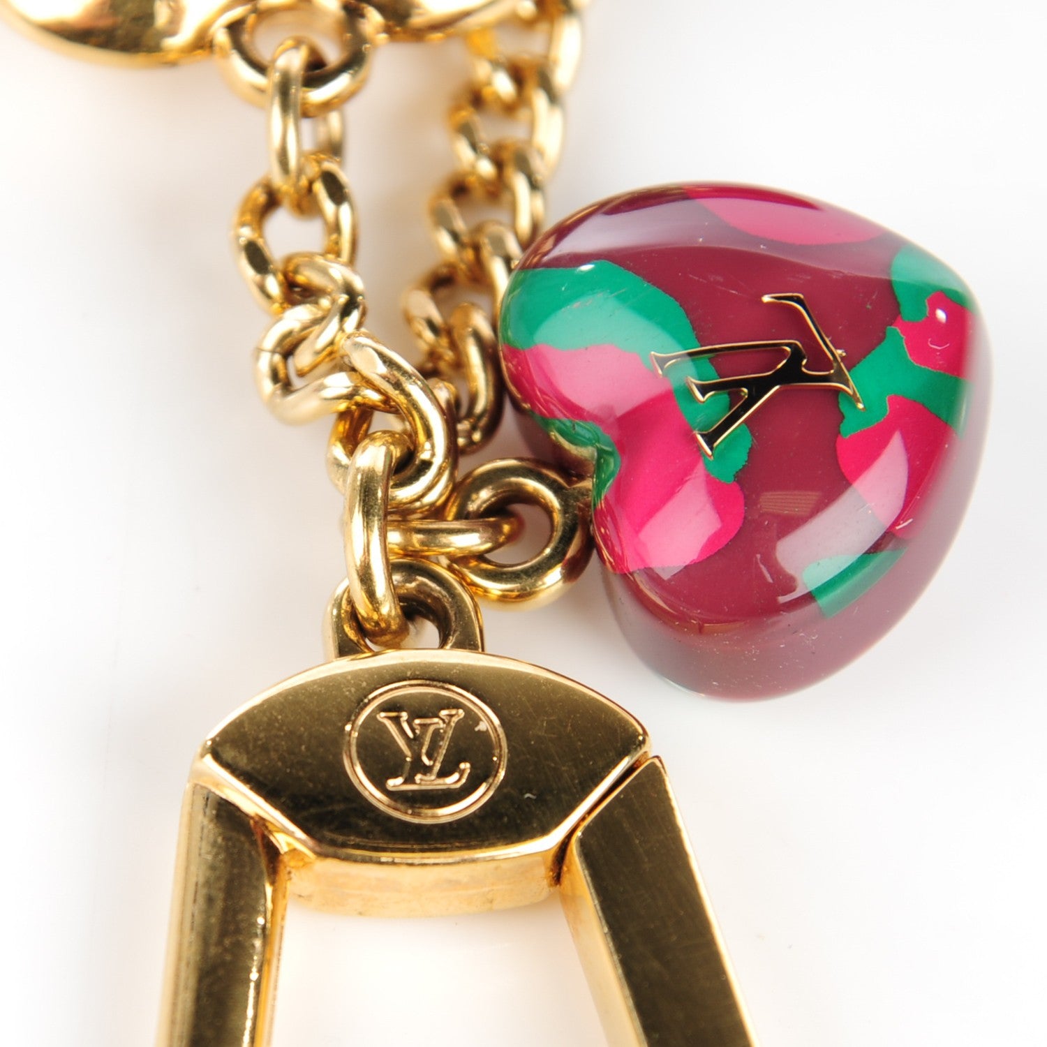 Louis Vuitton Leopard Heart Bag Charm Key Holder Rouge Fauviste 2 of 4