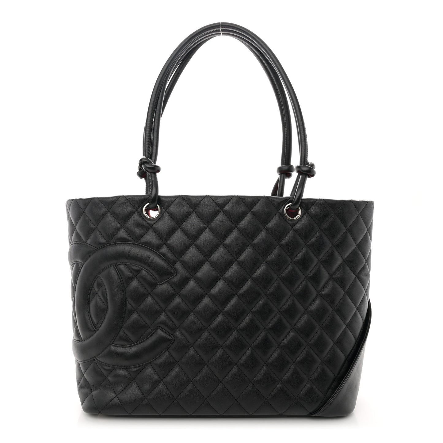 Calfskin Quilted Large Cambon Tote Black