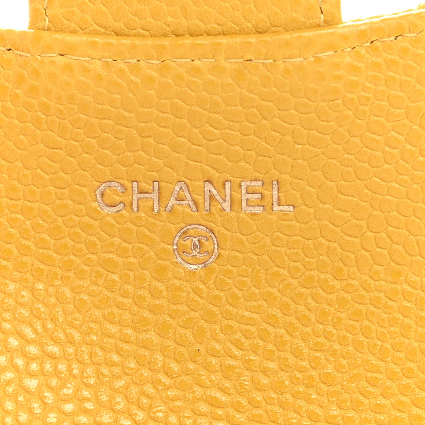 Caviar Quilted Flap Card Holder Wallet Yellow