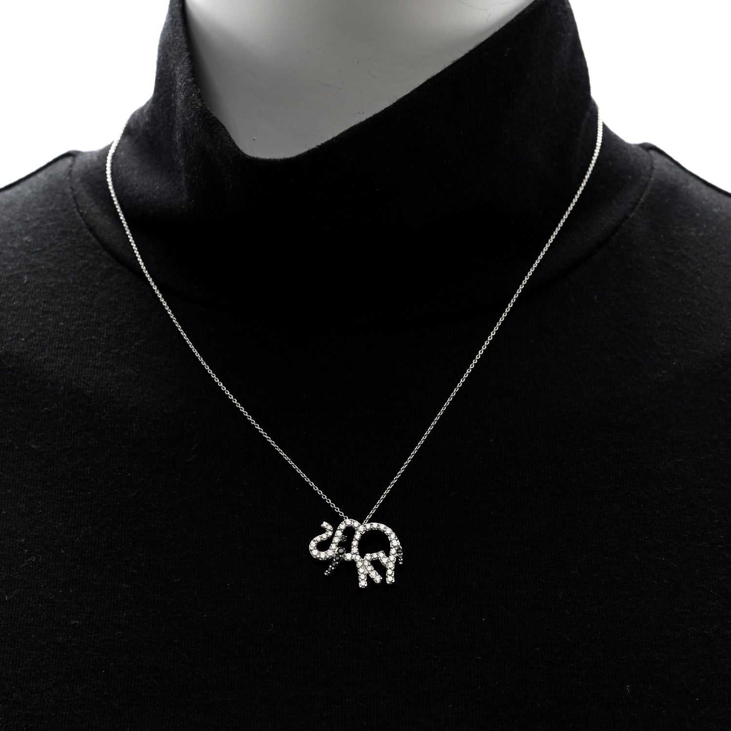 Roberto Coin 18K White Gold Diamond Elephant Pendant Necklace 3 of 9