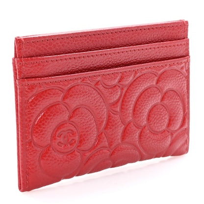 Chanel Caviar Camellia Embossed Card Holder Red 3 of 12