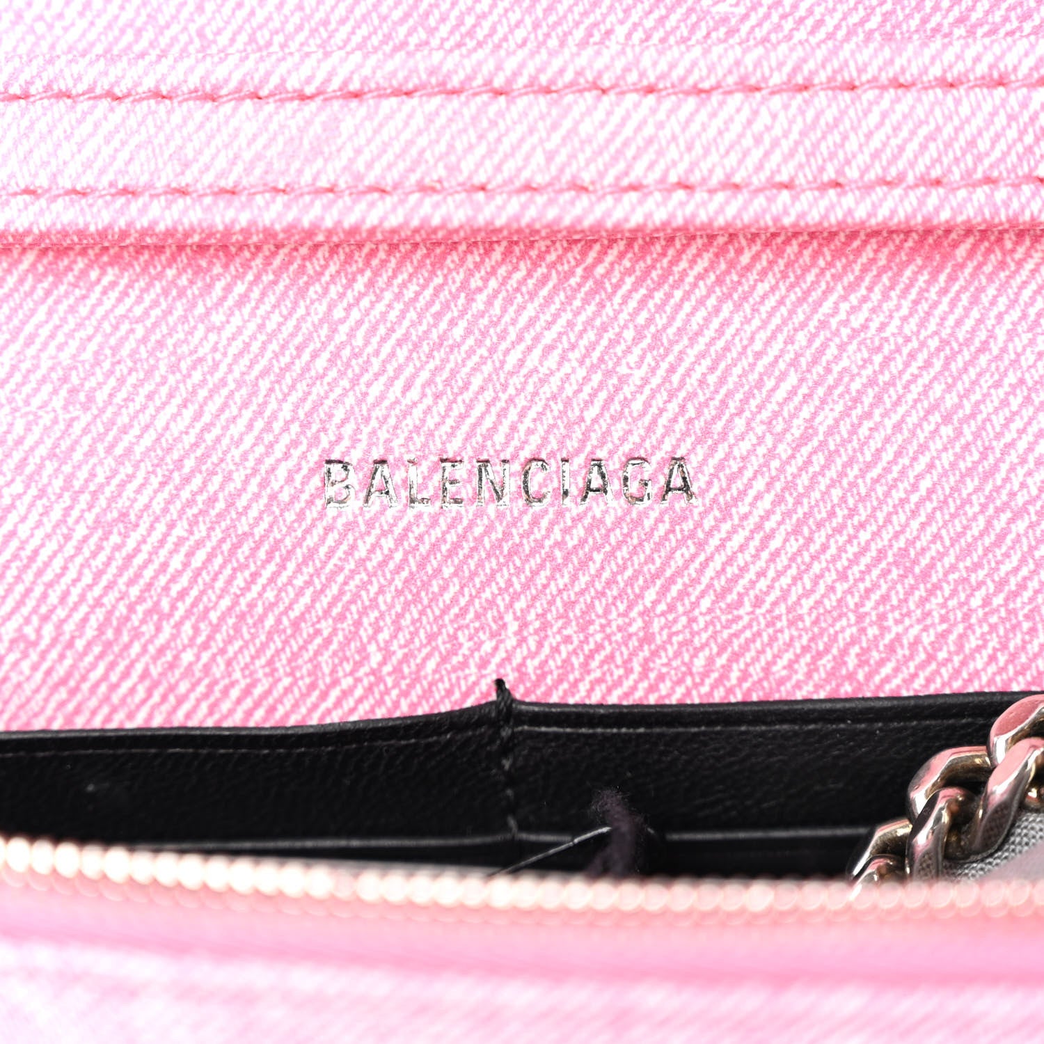Balenciaga Nappa Denim Printed Hourglass Chain Bag Denim Pink 6 of 9