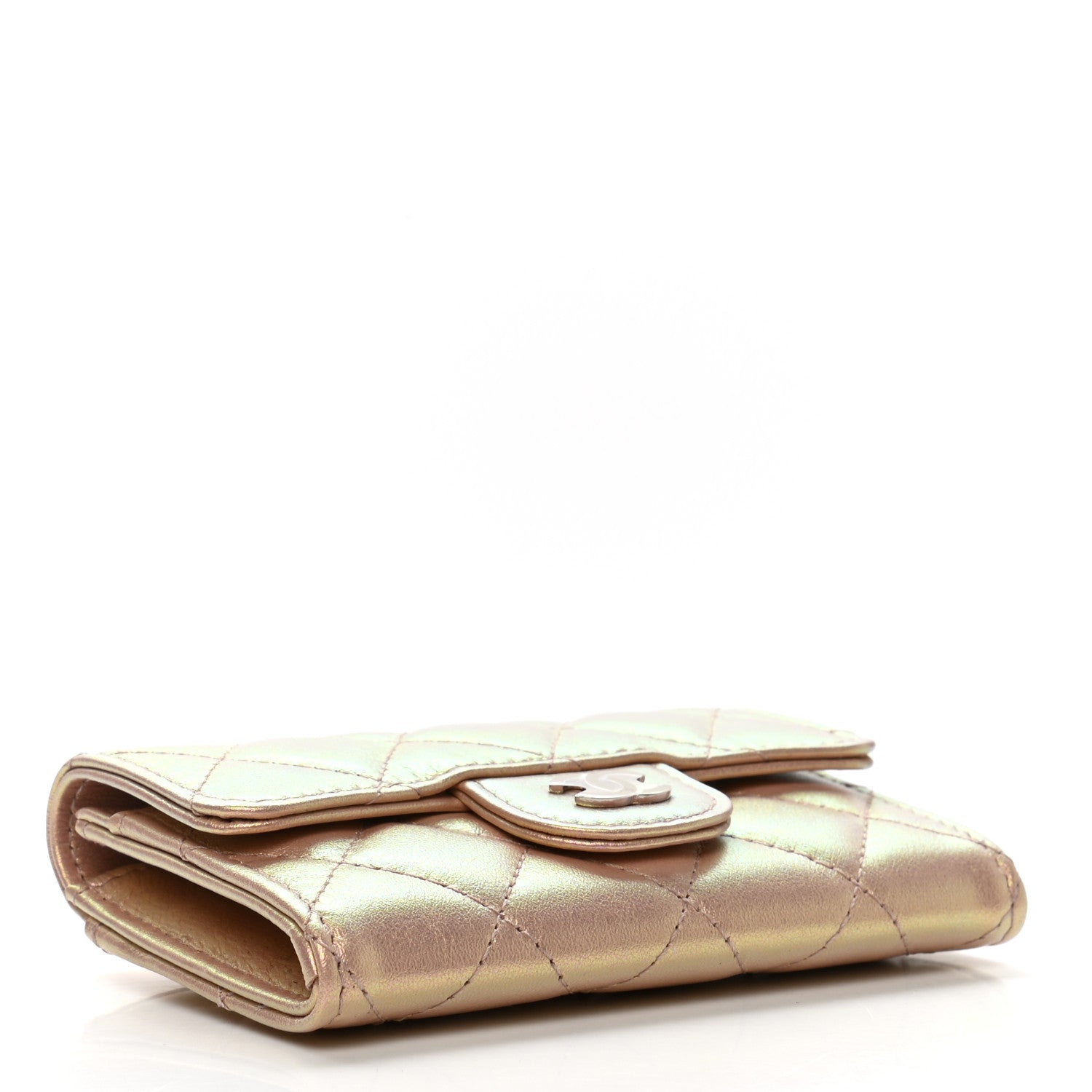 Chanel Iridescent Calfskin Quilted Flap Card Holder Wallet Pink 4 of 9