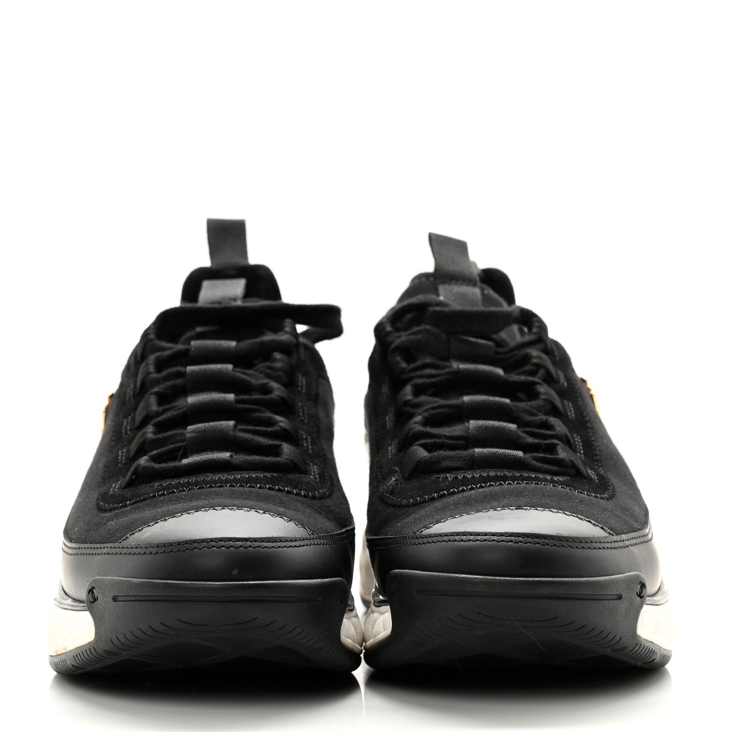 Velvet Calfskin Mixed Fibers CC Sneakers 40 Black