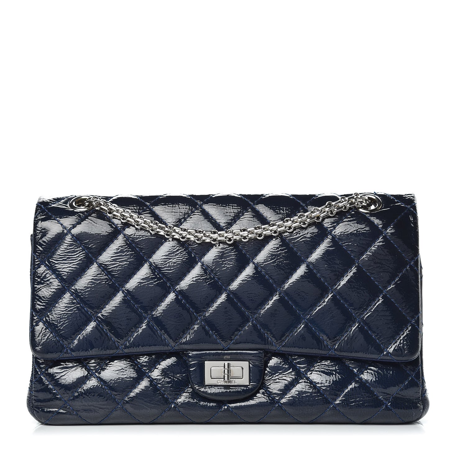 Distressed Patent Quilted 2.55 Reissue 226 Flap Navy