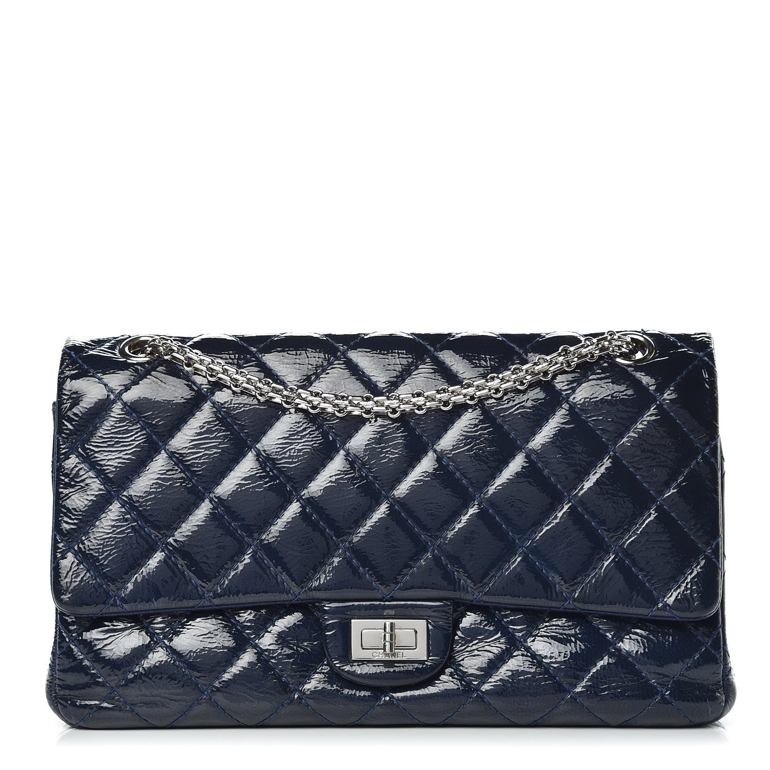 Chanel Distressed Patent Quilted 2.55 Reissue 226 Flap Navy 1 of 16