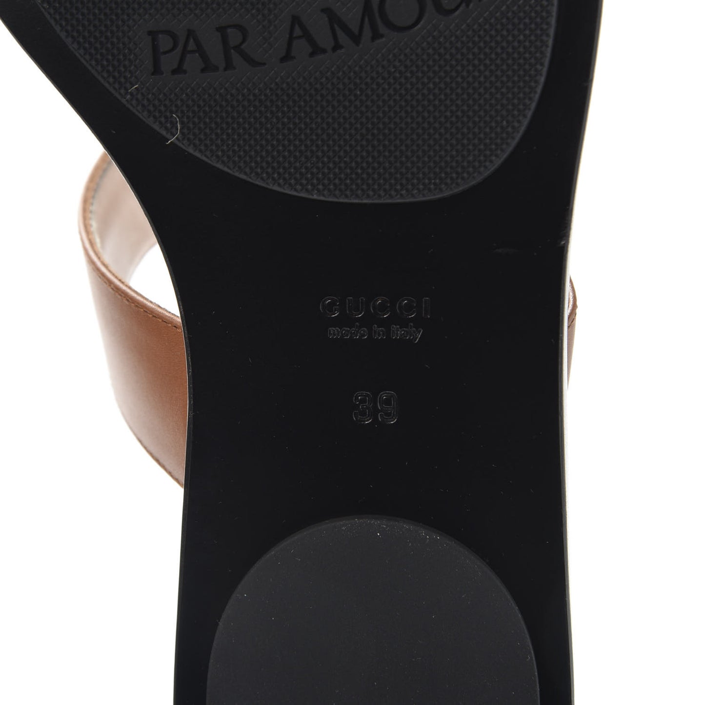 Calfskin GG Marmont Thong Sandals 39 Cognac
