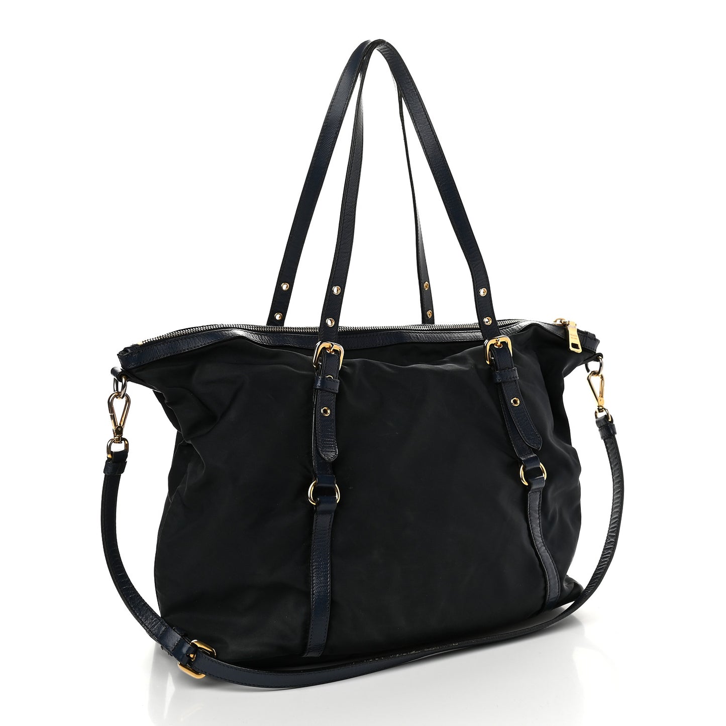 Saffiano Tessuto Nylon Shopping Tote Black