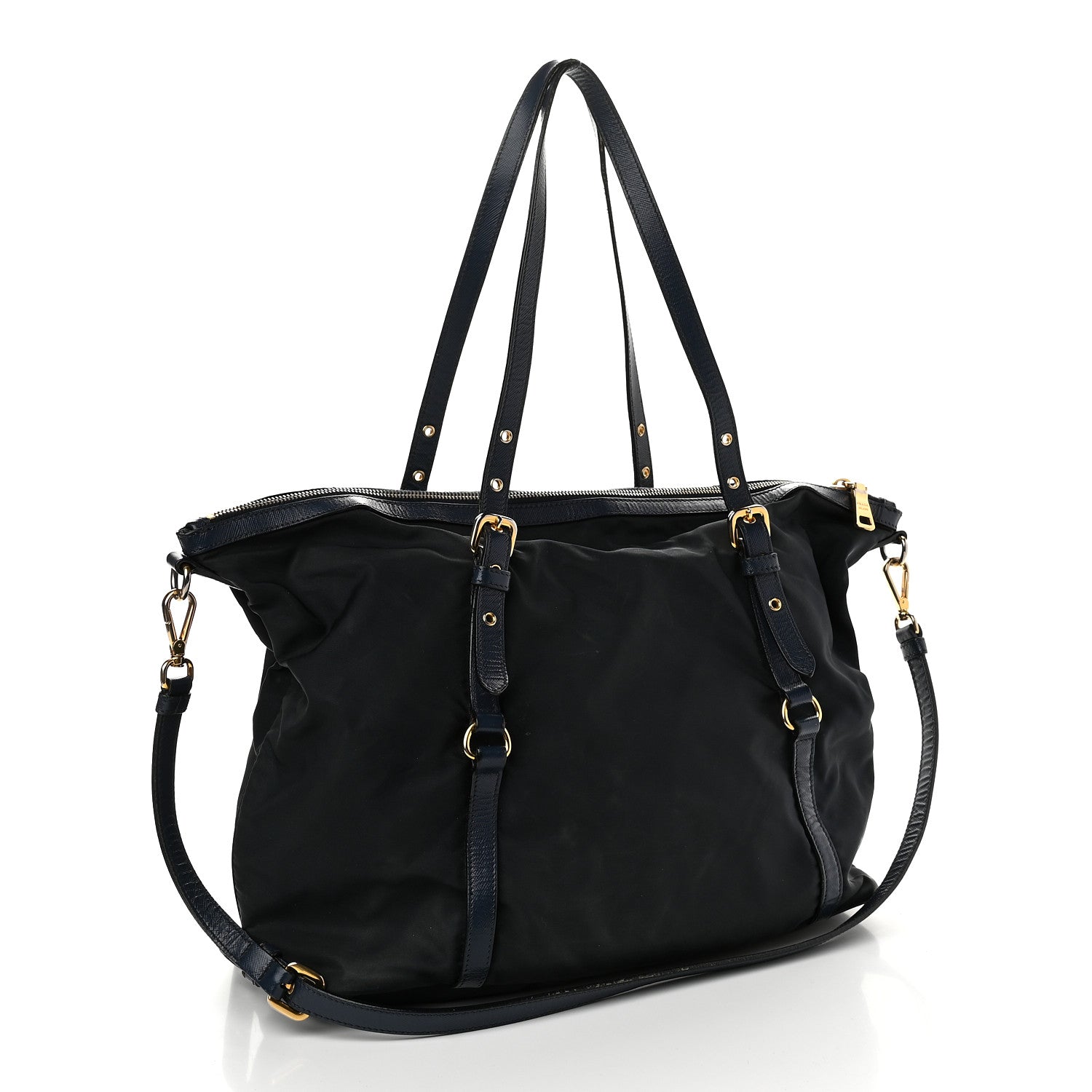 Prada Saffiano Tessuto Nylon Shopping Tote Black 2 of 11