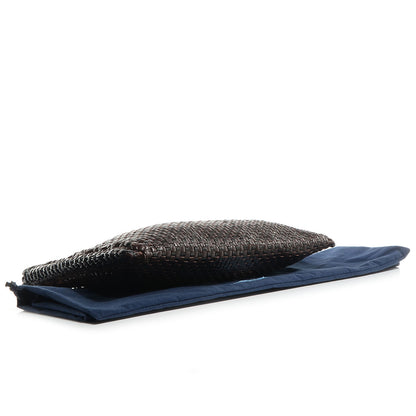 Prada Goatskin Woven Zip Clutch Moro Black 4 of 9