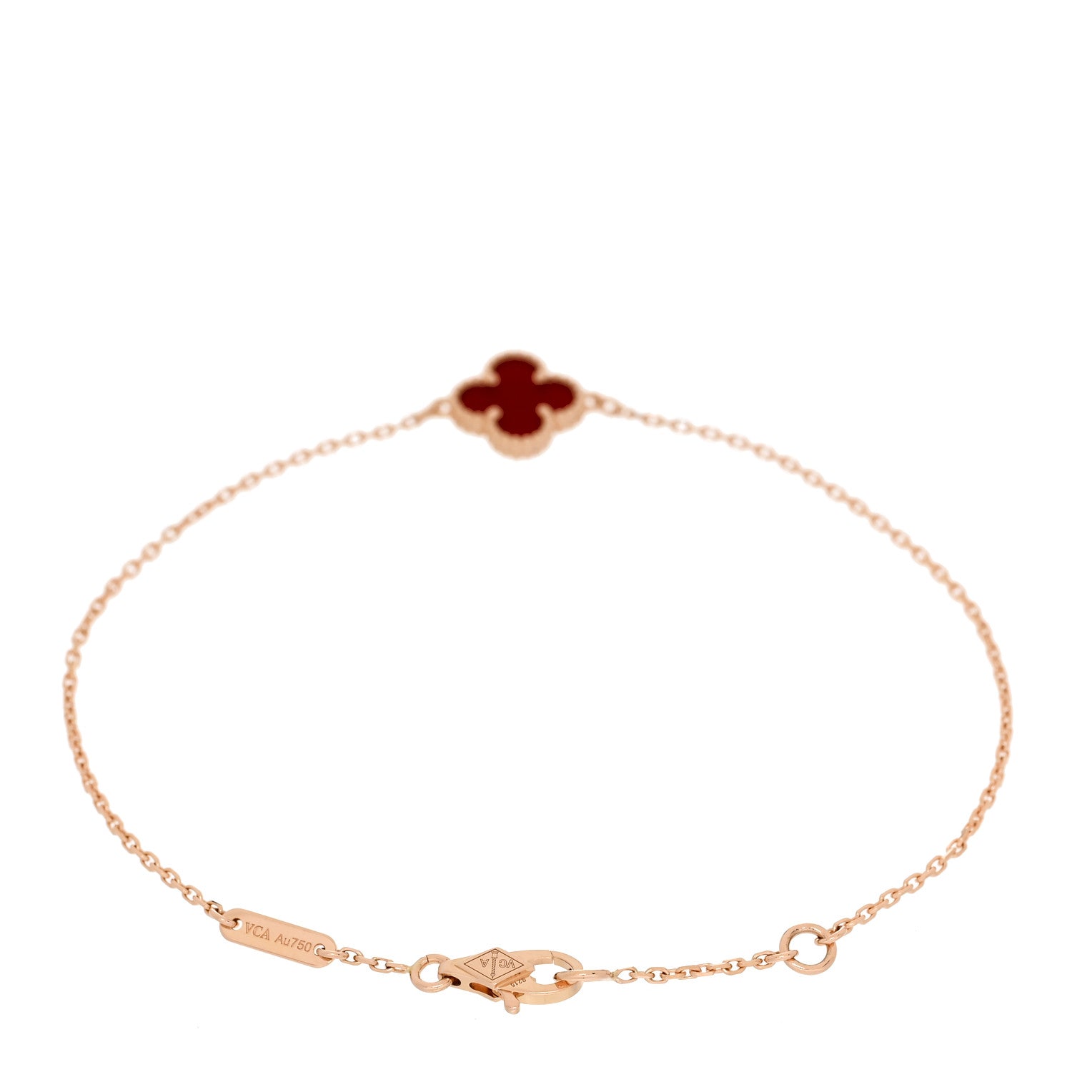 Van Cleef & Arpels 18K Rose Gold Carnelian Sweet Alhambra Bracelet 2 of 5