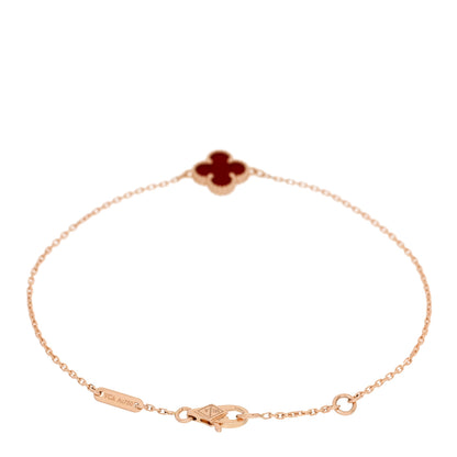 Van Cleef & Arpels 18K Rose Gold Carnelian Sweet Alhambra Bracelet 2 of 5