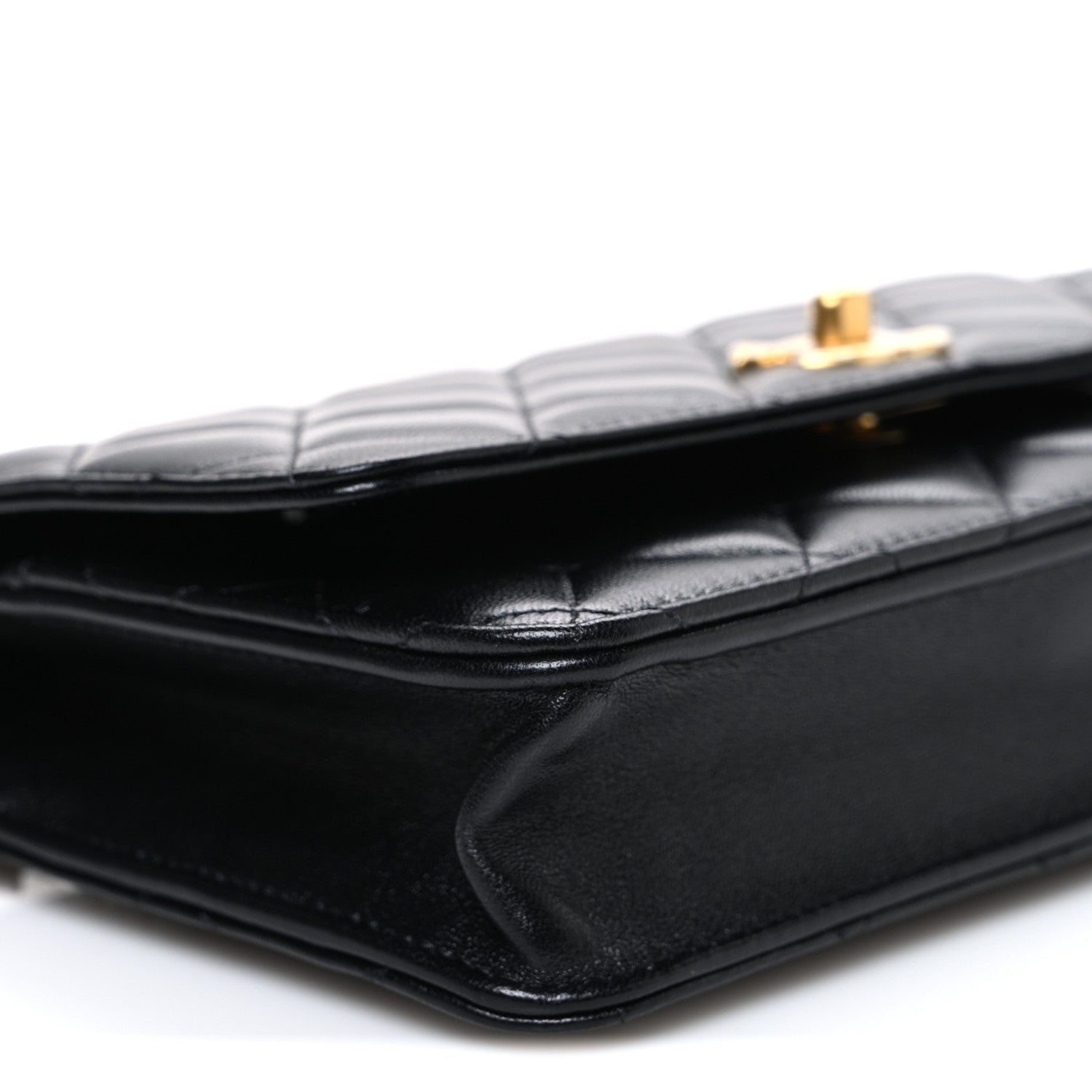 Chanel Lambskin Quilted CC Pearl Crush Wallet on Chain WOC Black 10 of 11