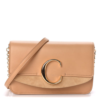 Chloe Calfskin Suede C Clutch With Chain Bleached Brown 1 of 10