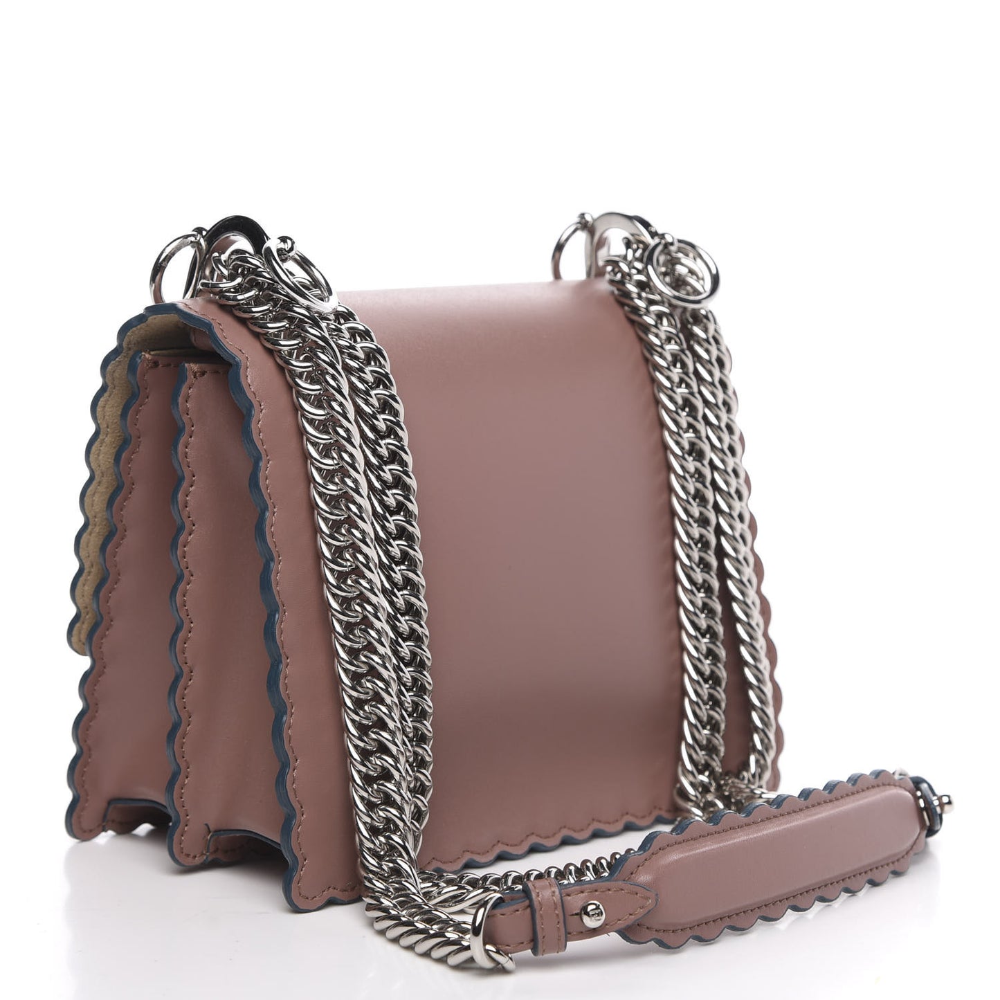 Vitello Liberty Scalloped Studded Small Kan I Shoulder Bag English Rose