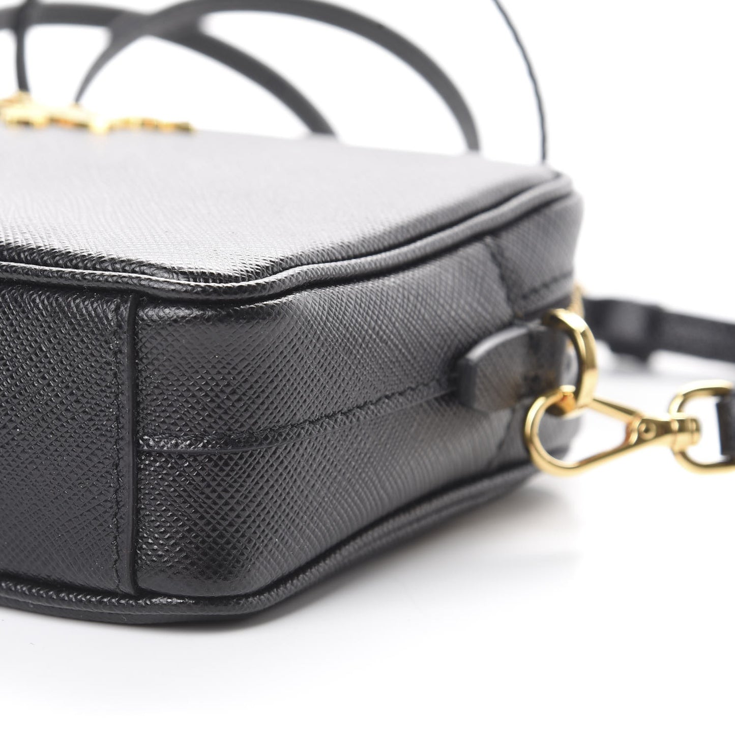 Saffiano Lux Small Camera Crossbody Bag Black