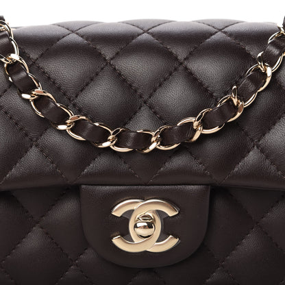 Chanel Lambskin Quilted Mini Rectangular Flap Dark Brown 10 of 11