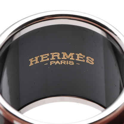 Hermes Enamel Printed Palladium Plated Rocabar Scarf Ring 4 of 6