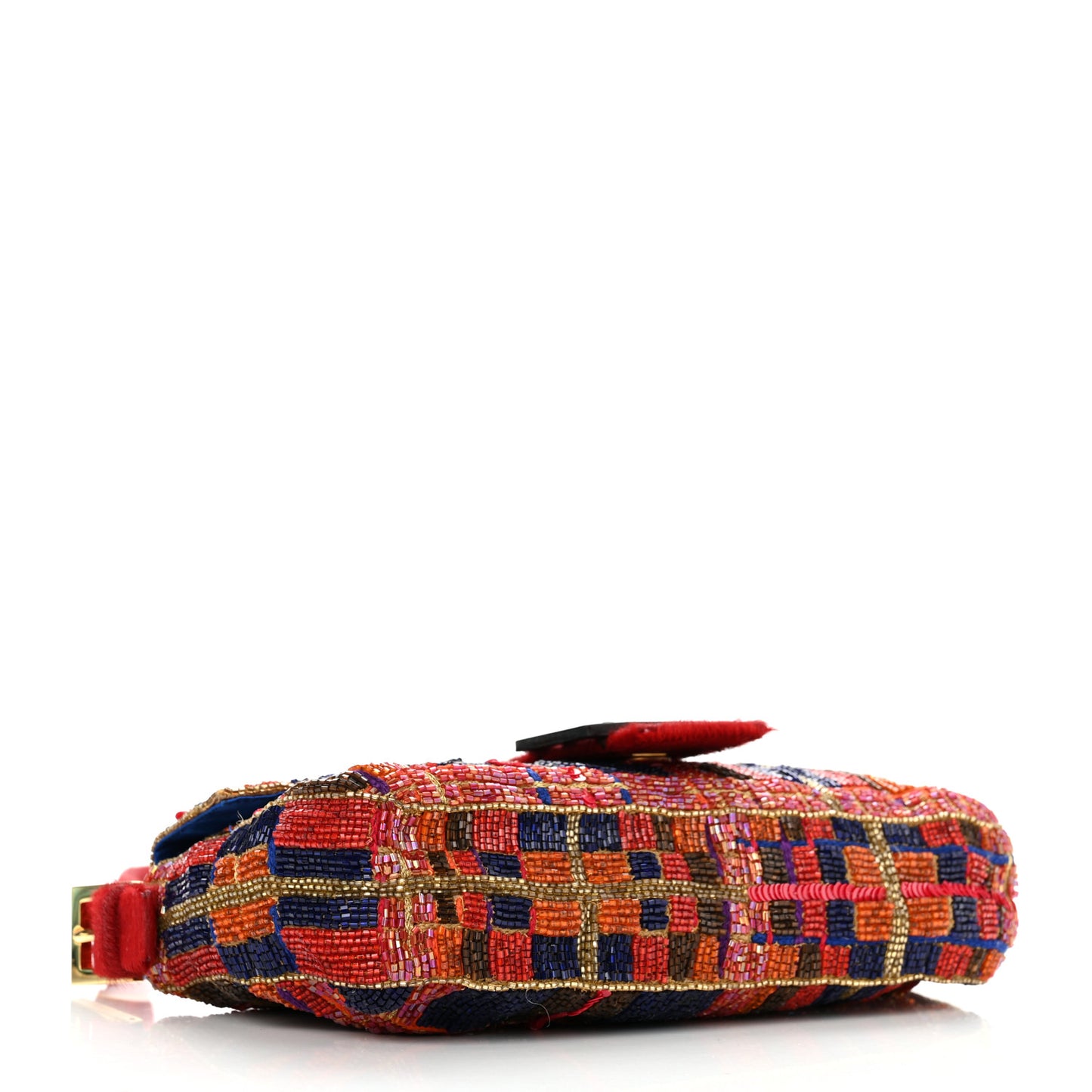 Satin Calf Hair Beaded Baguette Multicolor
