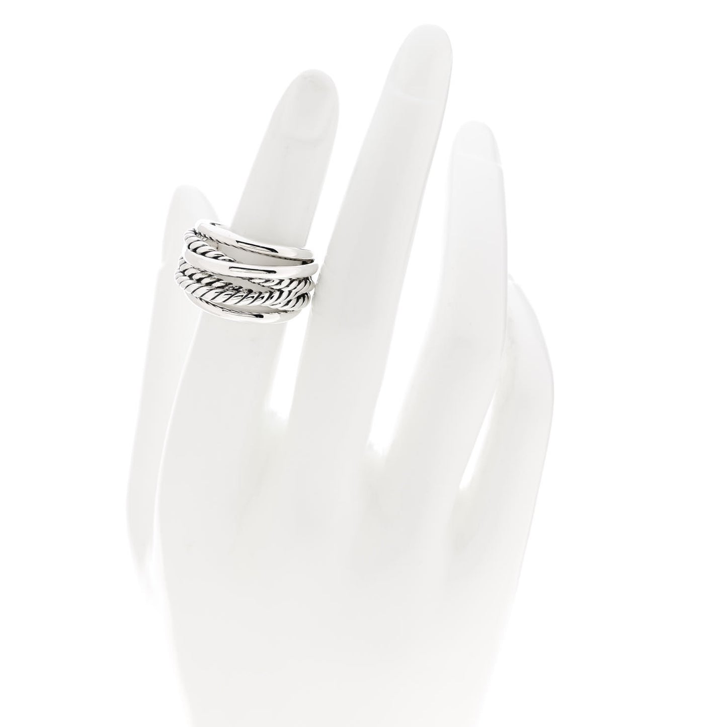Sterling Silver 15mm Wide Crossover Cable Ring 54 6.75
