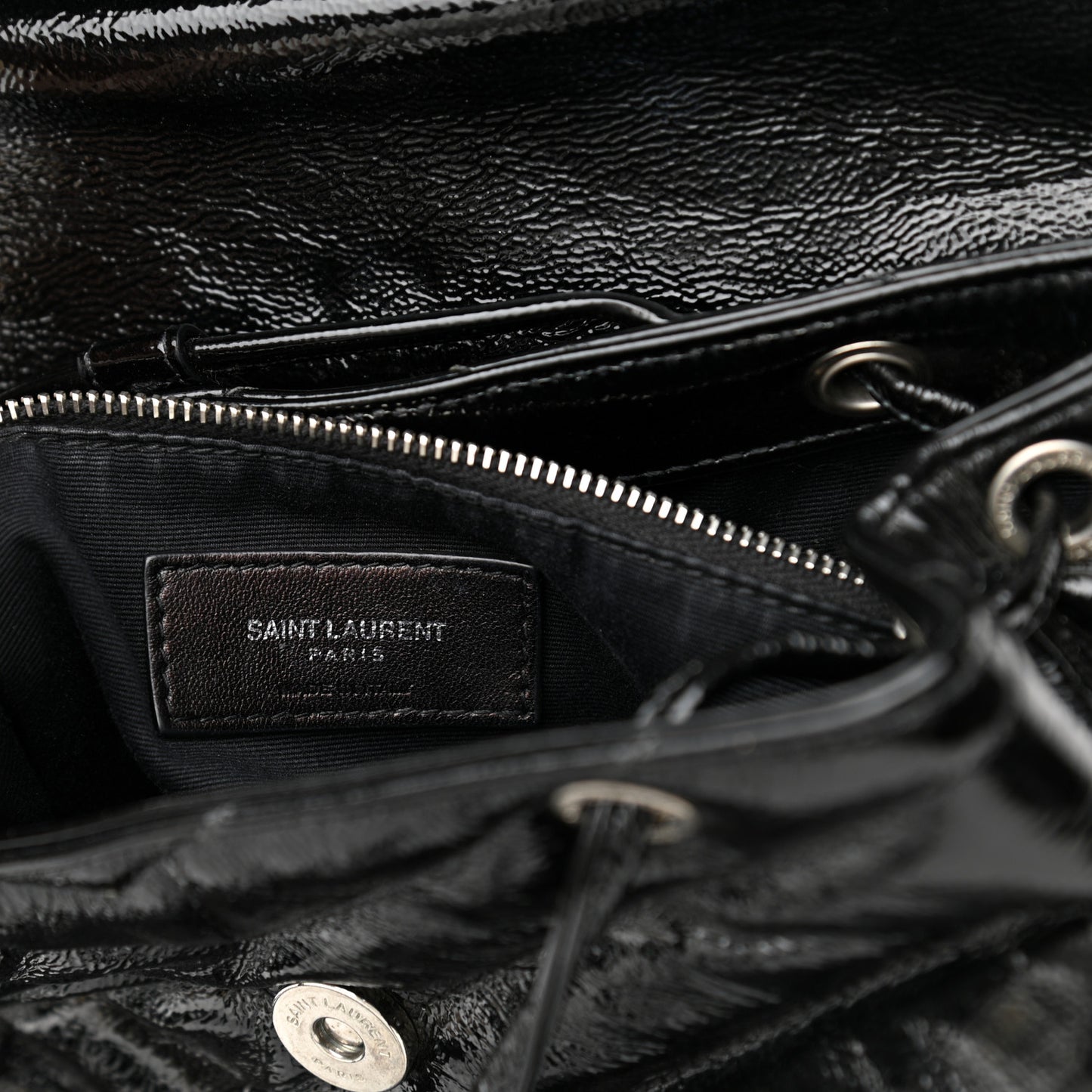 Patent Y Quilted Monogram Small Loulou Backpack Black