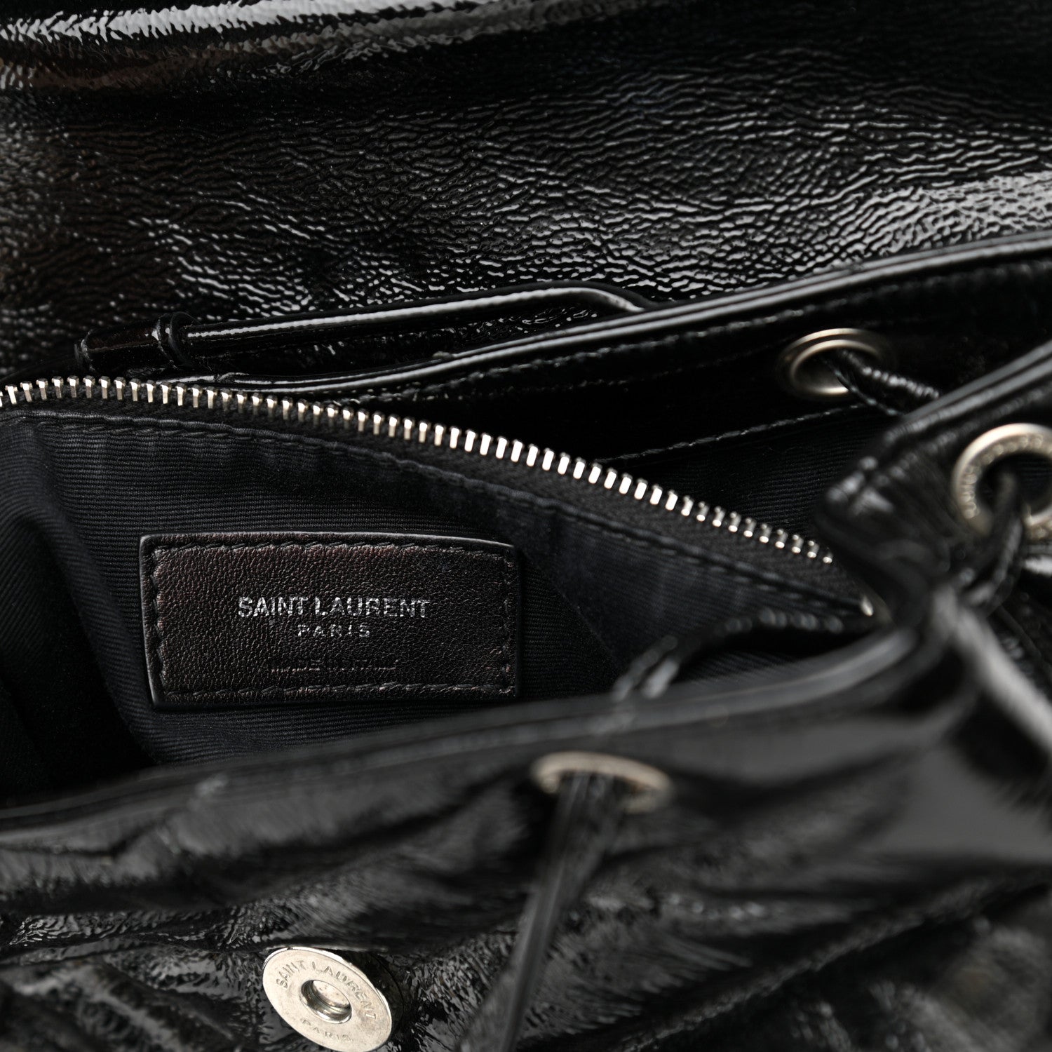 Saint Laurent Patent Y Quilted Monogram Small Loulou Backpack Black 7 of 11