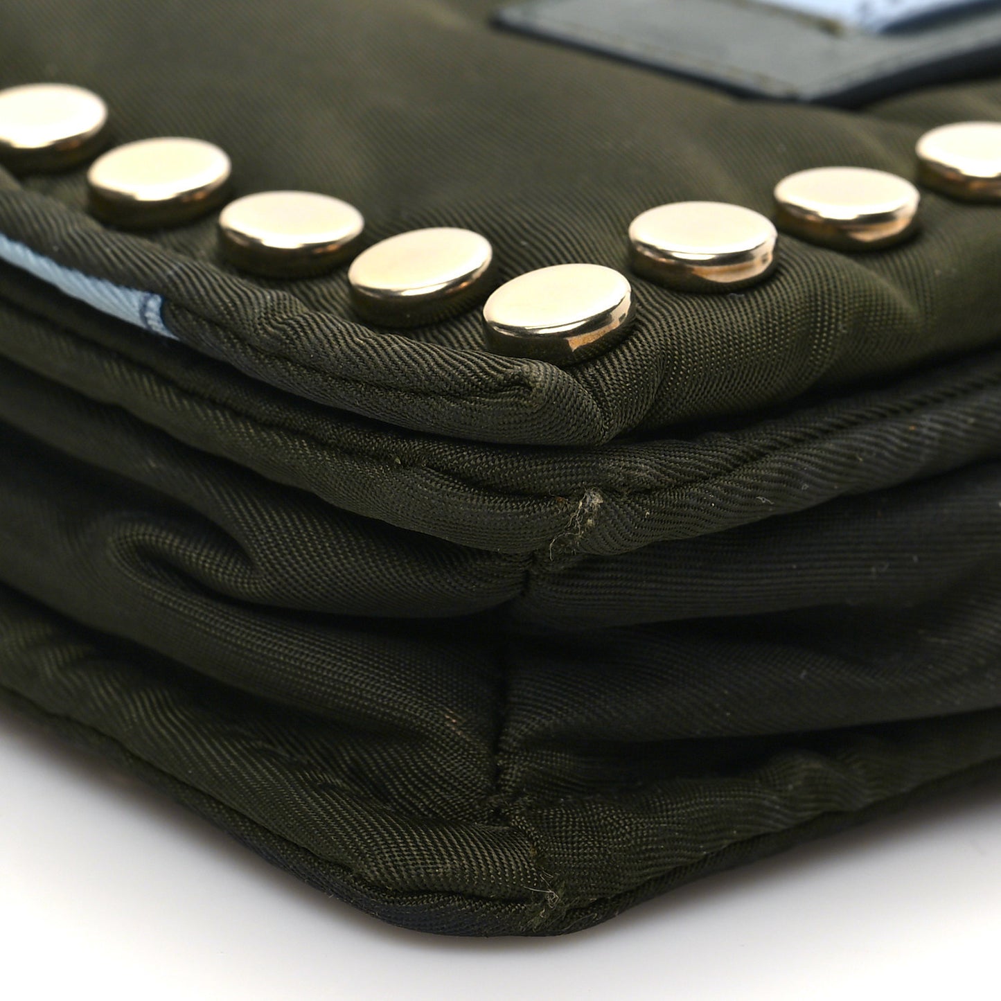Tessuto Nylon Studded Mini Etiquette Flap Military Green