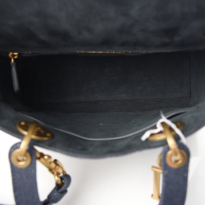 Christian Dior Canvas Cannage Studded Medium Supple Lady Dior Blue 4 of 9