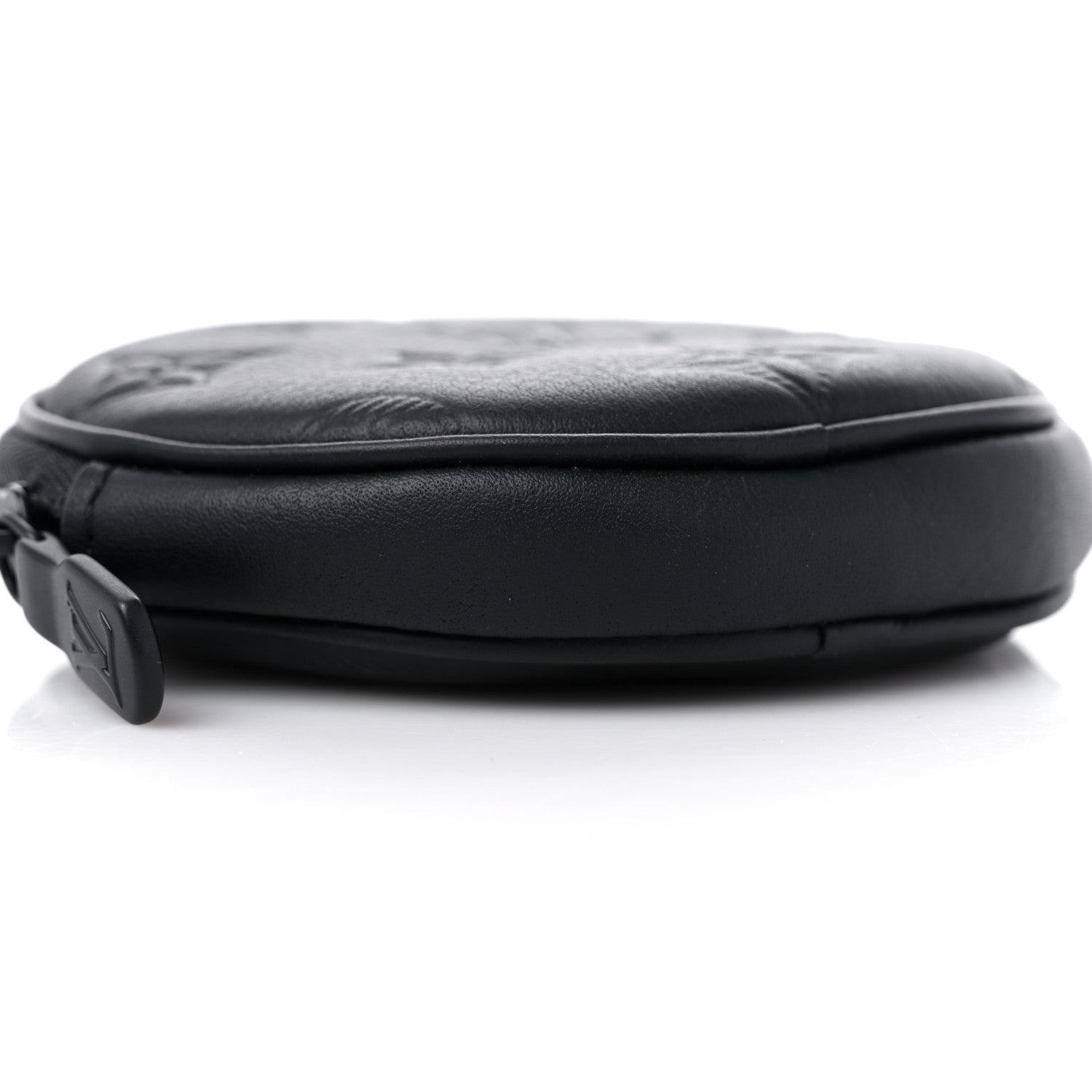 Louis Vuitton Calfskin Shadow Monogram Round Coin Purse Black 6 of 7