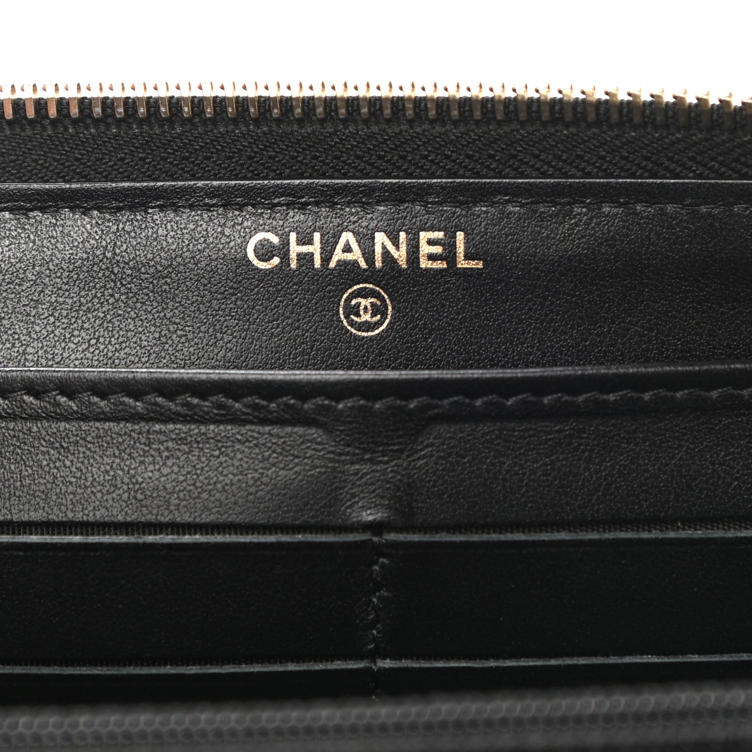 Chanel Lambskin Camellia Embossed Large Zip Around Gusset Wallet Black 7 of 10