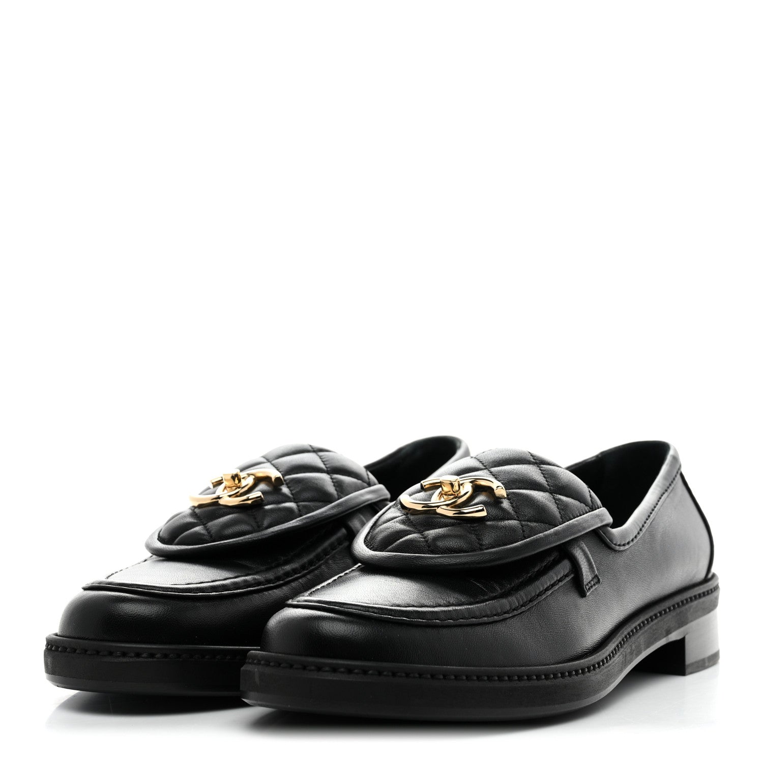 Chanel Lambskin Quilted CC Turnlock Loafers 39.5 Black 4 of 10