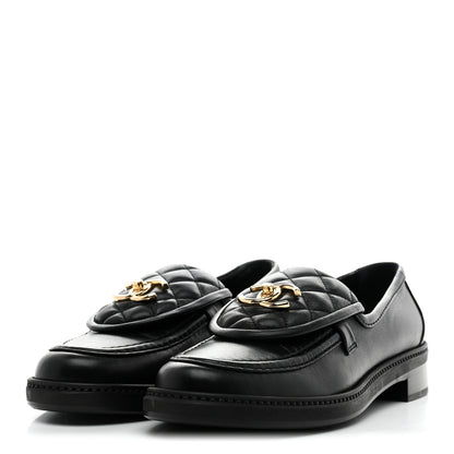 Chanel Lambskin Quilted CC Turnlock Loafers 39.5 Black 4 of 10