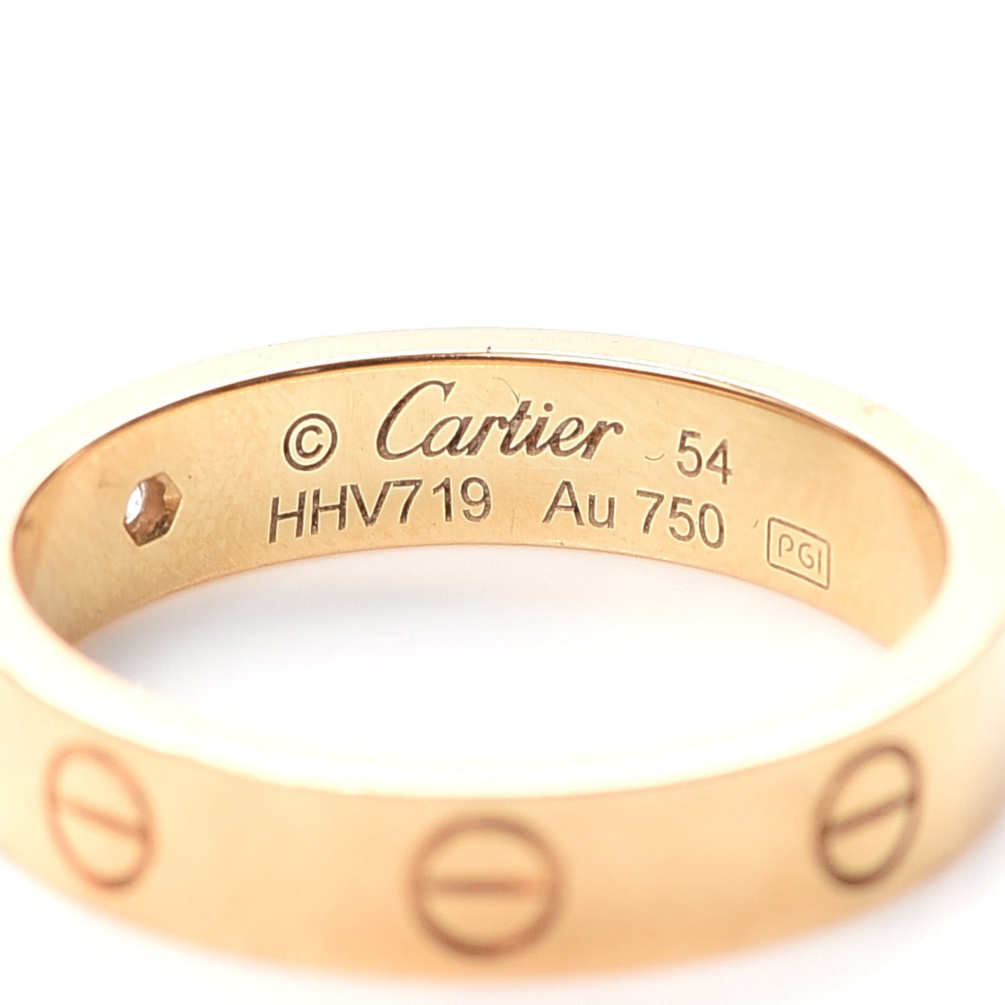 18K Yellow Gold Diamond 4mm LOVE Wedding Band Ring 54 6.75