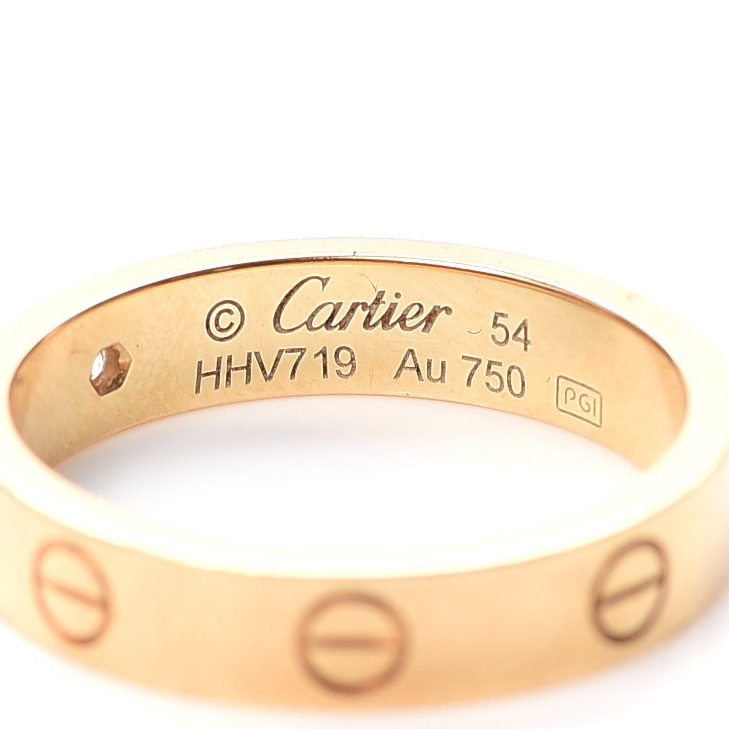 Cartier 18K Yellow Gold Diamond 4mm LOVE Wedding Band Ring 54 6.75 4 of 5