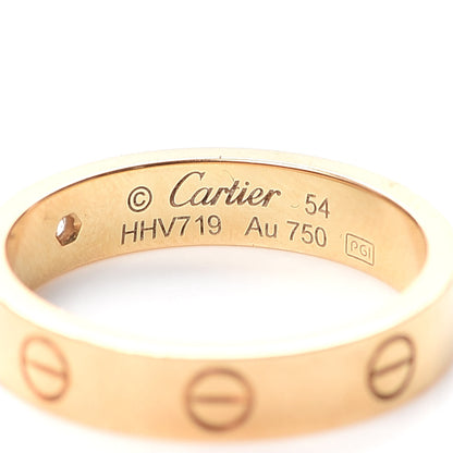 Cartier 18K Yellow Gold Diamond 4mm LOVE Wedding Band Ring 54 6.75 4 of 5