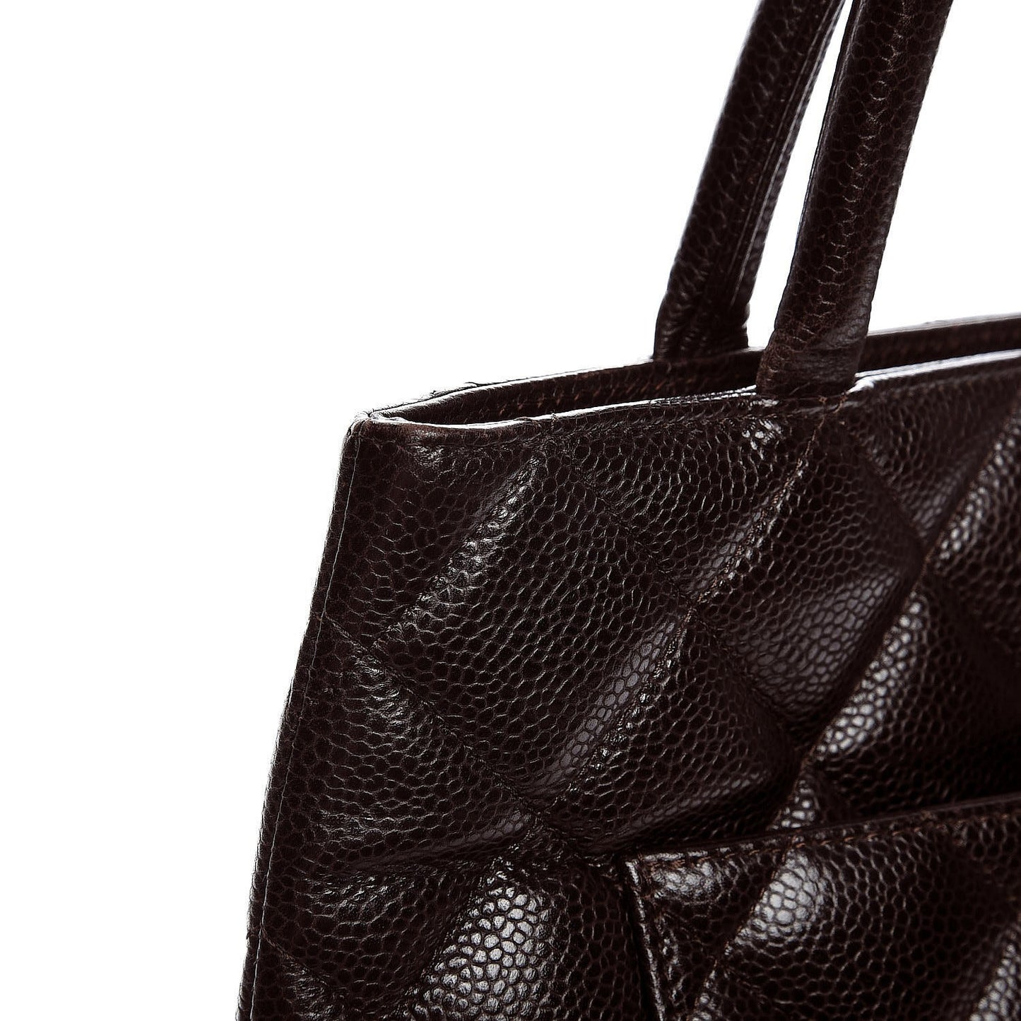 Caviar Quilted Medallion Tote Dark Brown