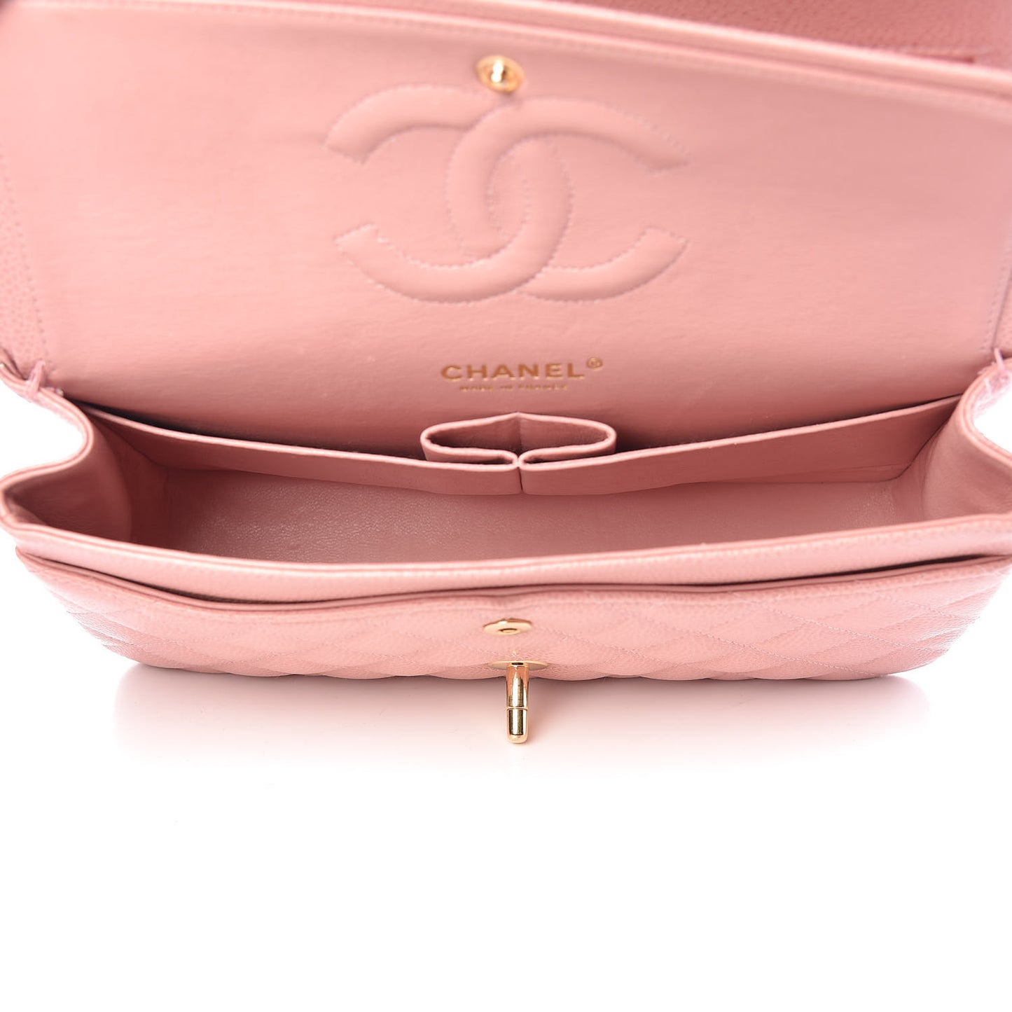 Caviar Quilted Medium Double Flap Pink