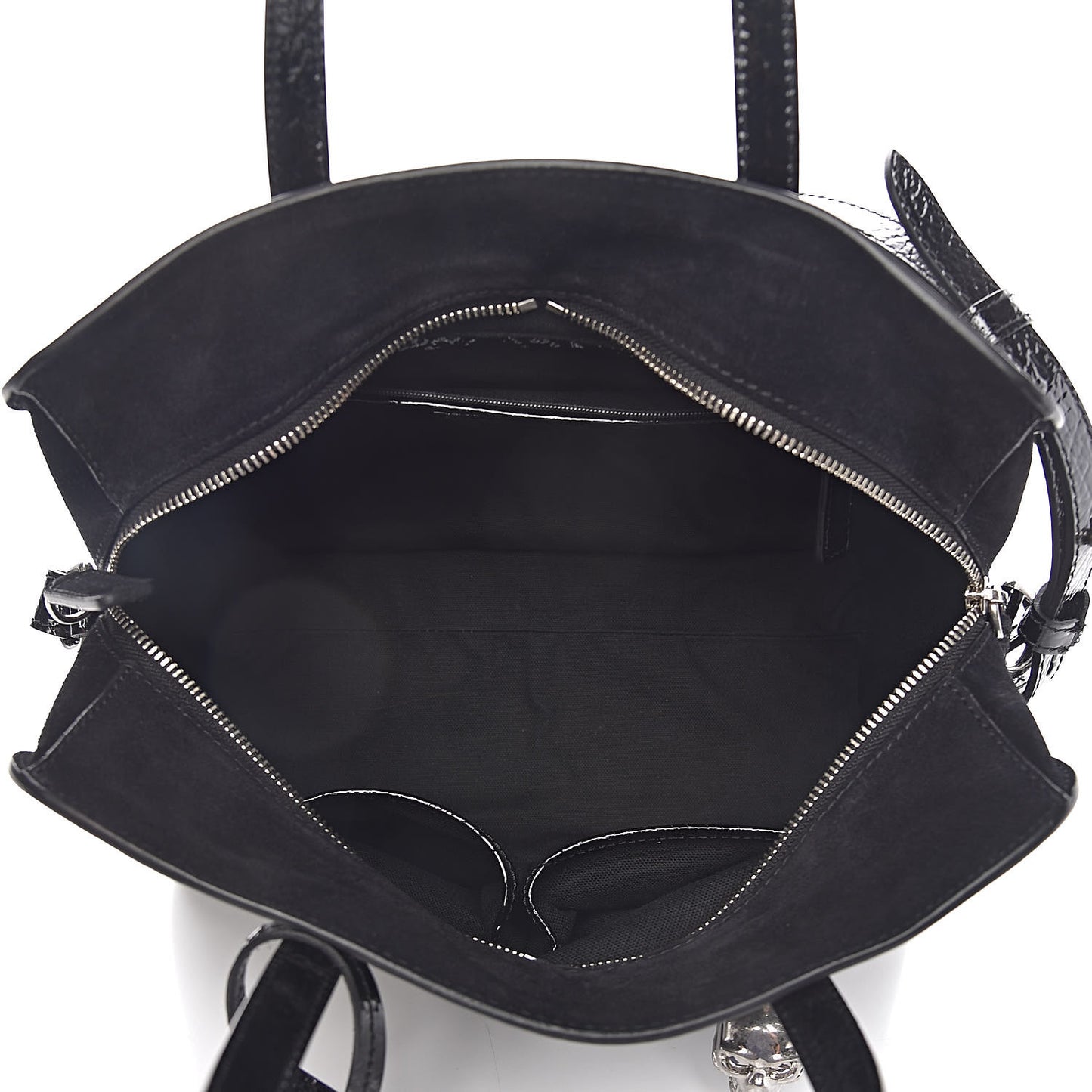 Patent Small Eyelet Padlock Skull Tote Black