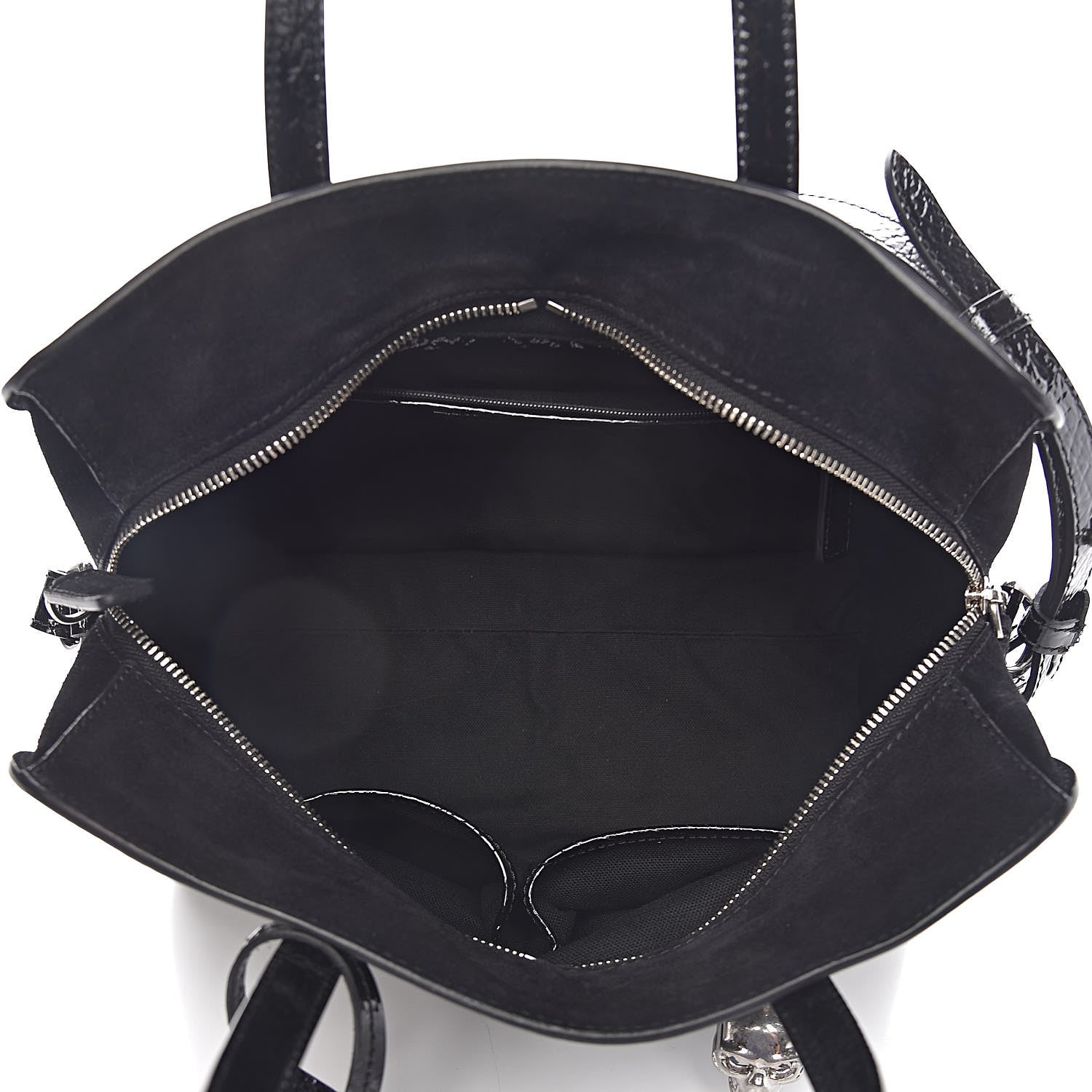 Alexander McQueen Patent Small Eyelet Padlock Skull Tote Black 5 of 10