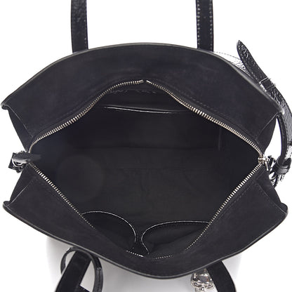Alexander McQueen Patent Small Eyelet Padlock Skull Tote Black 5 of 10