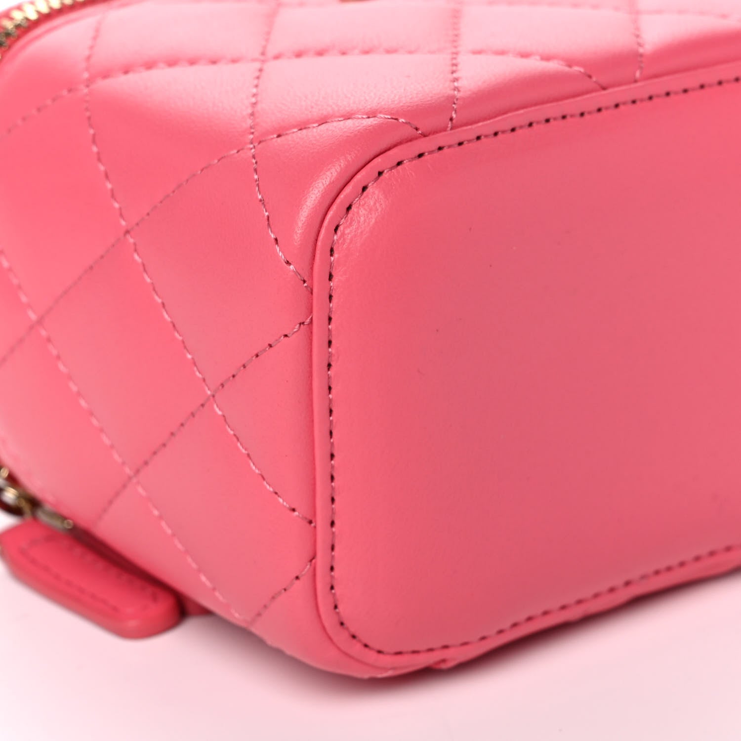 Chanel Lambskin Quilted Mini Vanity Case With Chain Dark Pink 8 of 11