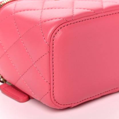 Chanel Lambskin Quilted Mini Vanity Case With Chain Dark Pink 8 of 11